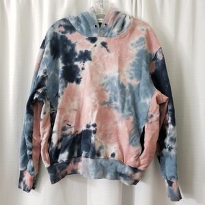 Large Liegou Pink Blue Tye Die Pullover Hoodie